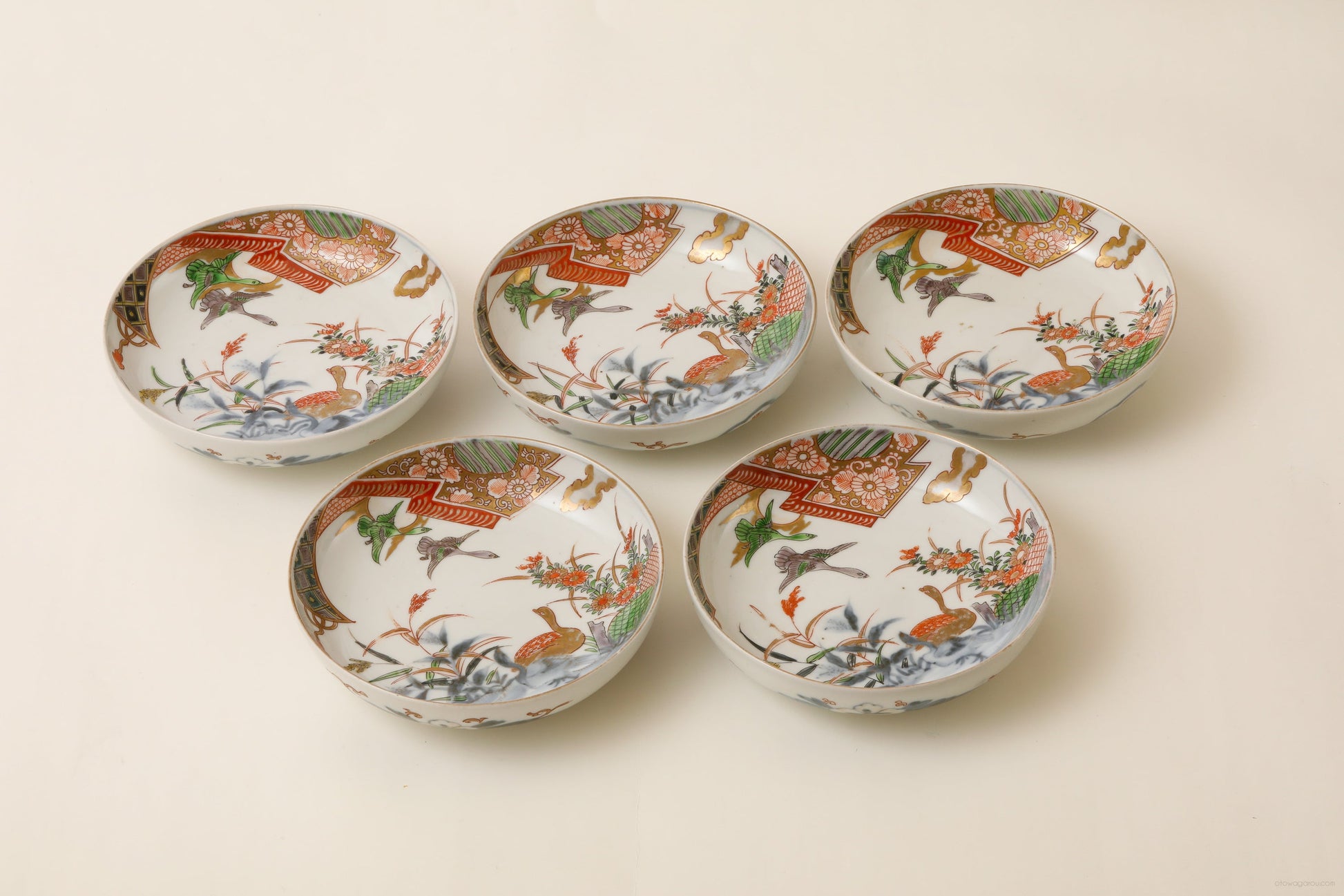 伊万里 色絵皿(幕末)5客