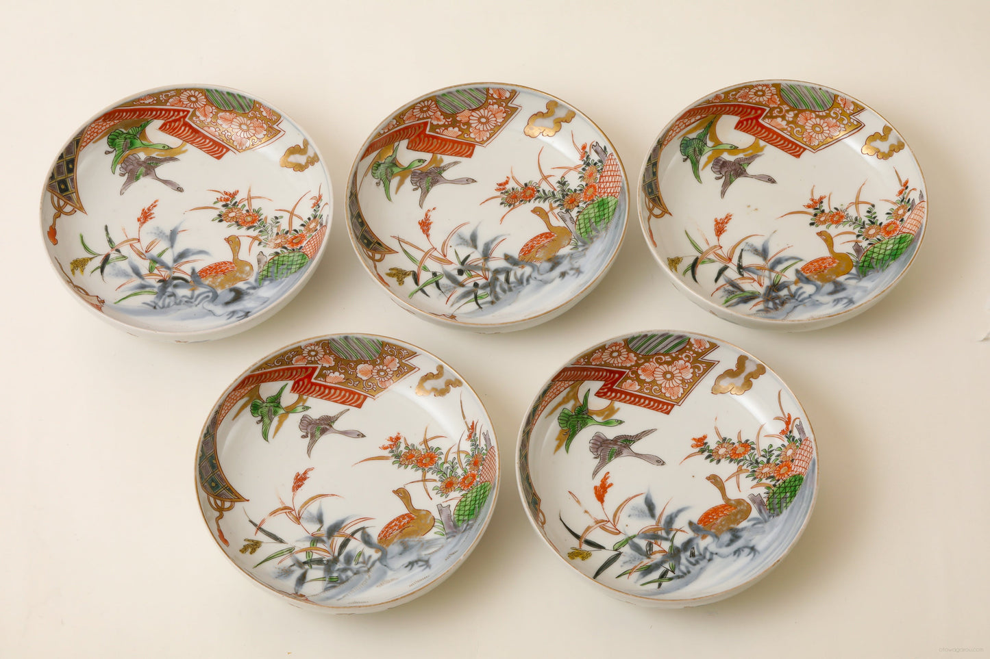 伊万里 色絵皿(幕末)5客