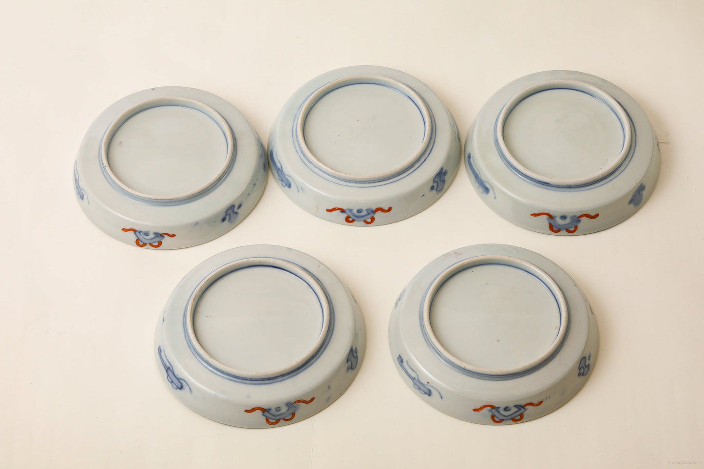 伊万里 色絵皿(紫陽花・菊)5客