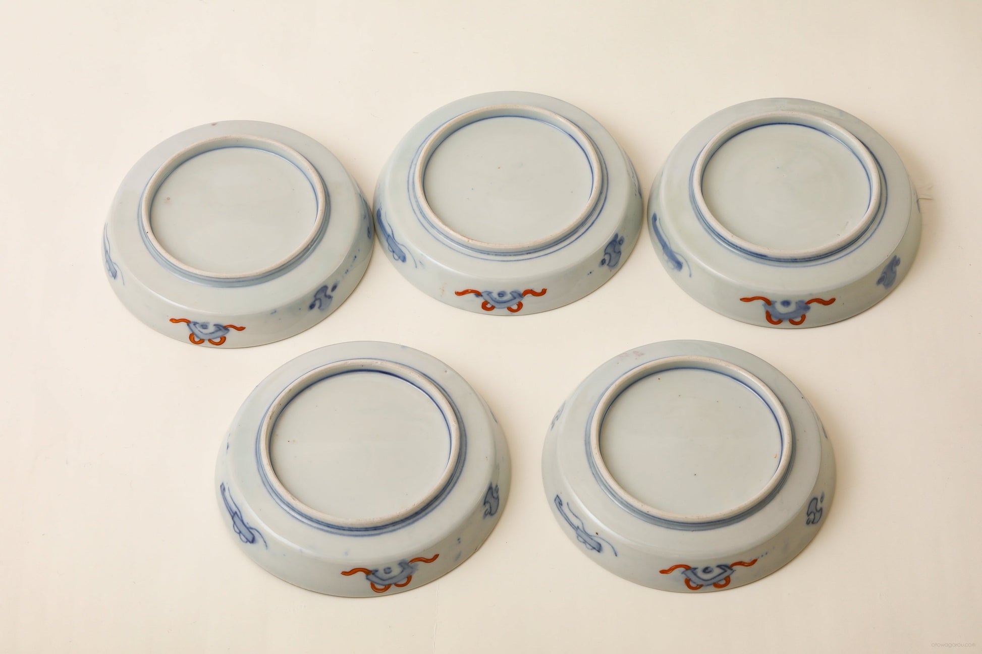 伊万里 色絵皿(紫陽花・菊)5客