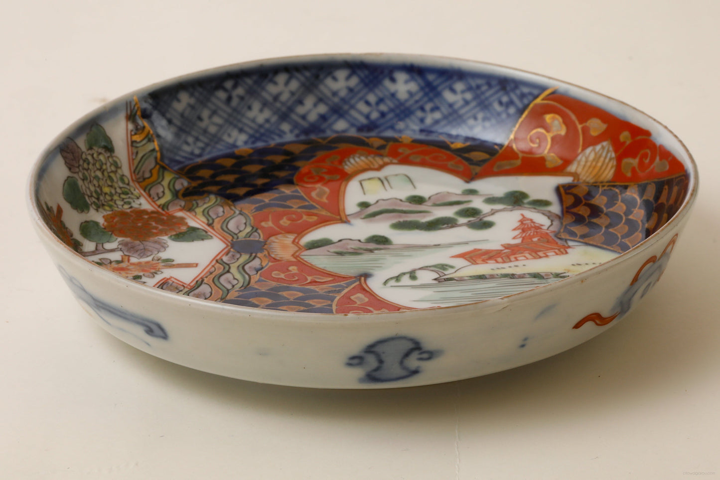 伊万里 色絵皿(紫陽花・菊)5客