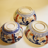 伊万里 色絵鉢(幕末・金継)三つ組